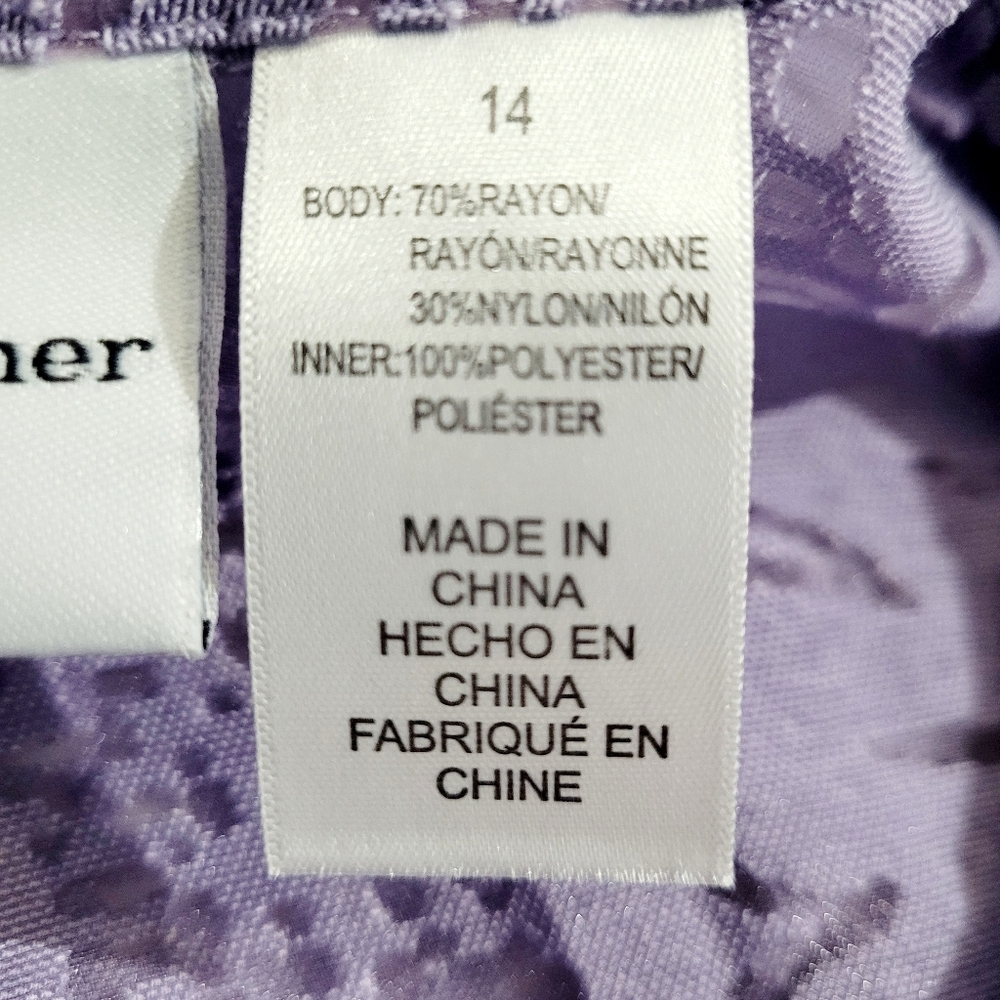 Alfred Dunner Purple Sheer Burnout Button Front Blouse Women’s Size 14 Floral - Picture 11 of 11